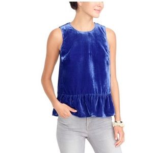 J.Crew Drapey Blue Velvet Peplum Top size 0